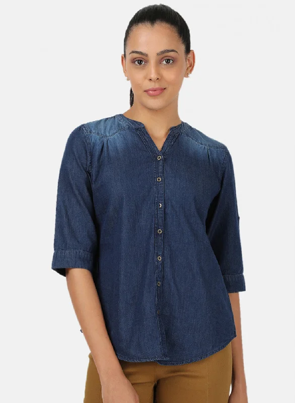 Womens Blue Light Wash Top Elegant Women's 