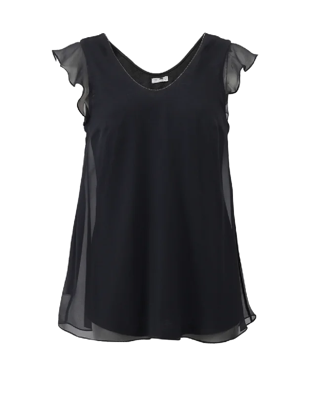 Ruffle Overlay T-Shirt European