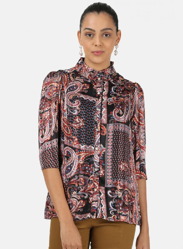 Womens Black Printed Top Dynamic Women's High - energy