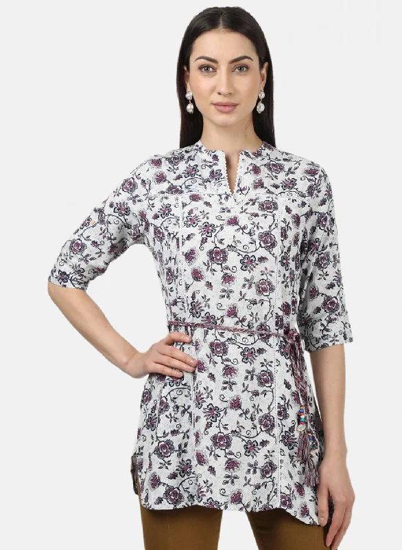 Womens Purple Printed Top Laid - back Women's Vibe