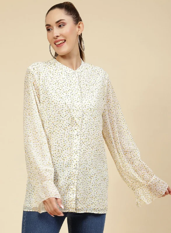 Women Yellow Printed Top Hip Women's Urban