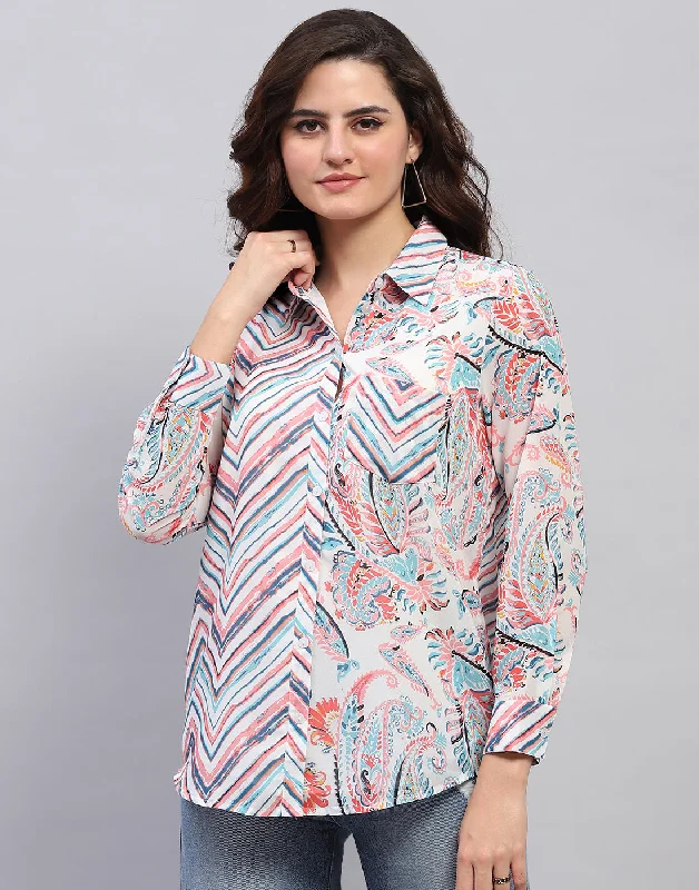 Women Multi Color Printed Front Open Full Sleeve Top Dapper Women's 1920S