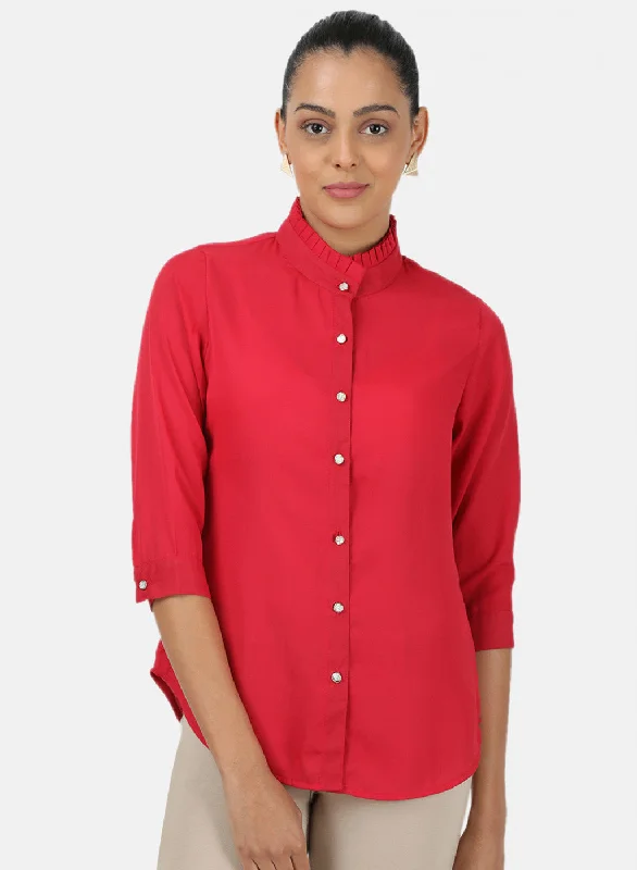 Womens Red Plain Top Classic Women's Tweed