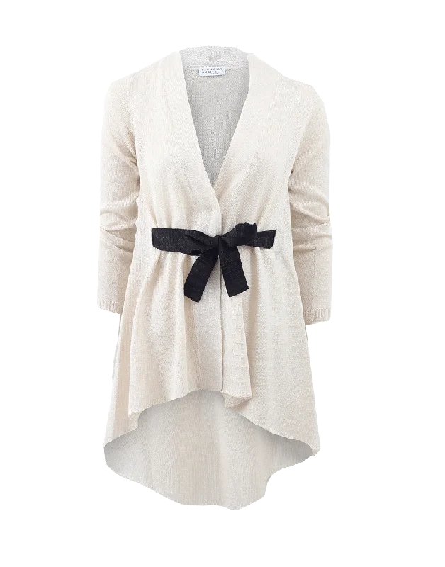 Grosgrain Waist Cardigan Artistic Women's Hand - painted