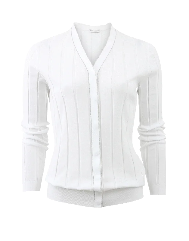 Wide Rib Cotton Cardigan Refined Women's Hand - crafted