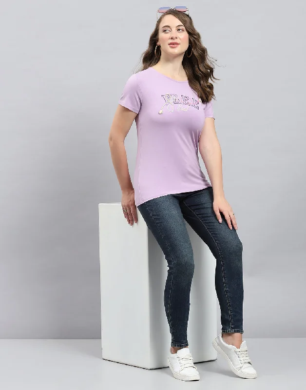 Women Purple Solid Round Neck Half Sleeve Top Cozy Women's Sherpa - lined