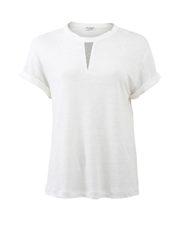 Linen Rolled Sleeve T-Shirt Earthy Women's 