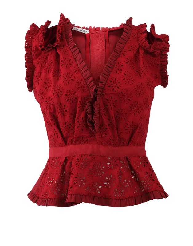 Eyelet Cut-Out Blouse British Gentlewoman Style