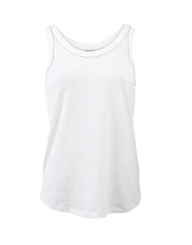 Monili Trim Tank Top Polished Women's Silk
