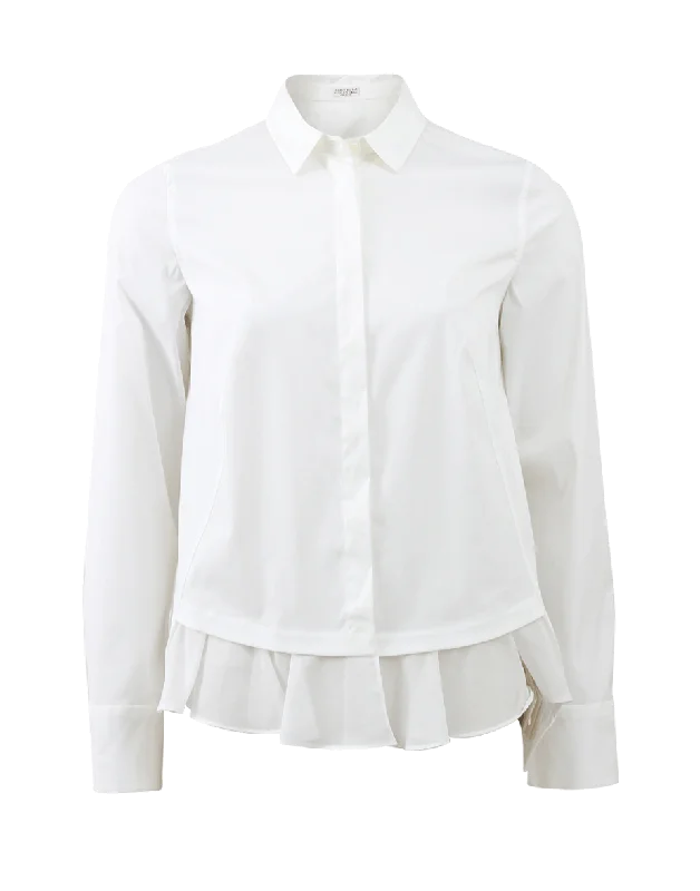 Voile Ruffle Hem Blouse Elegant Women's 