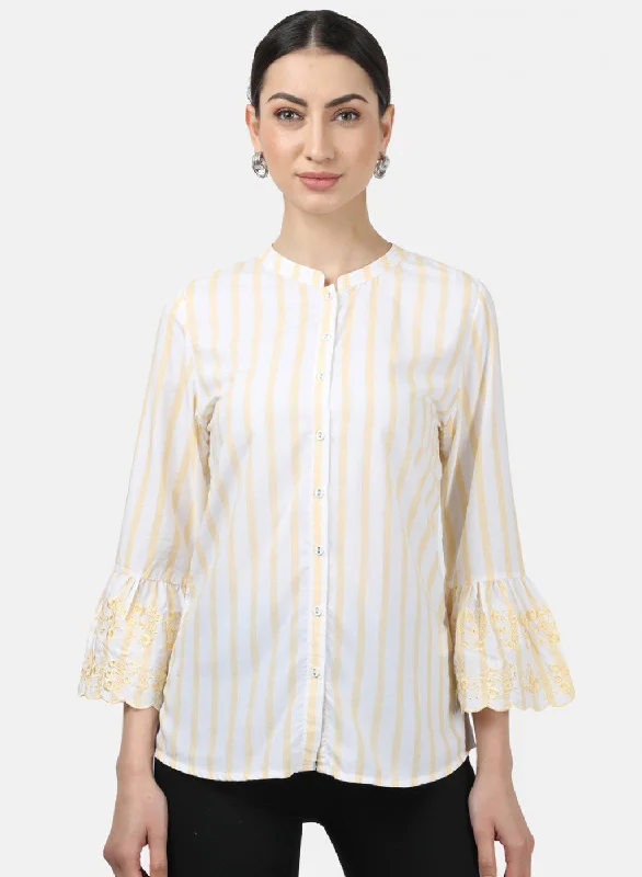 Womens Yellow Stripe Top Disco