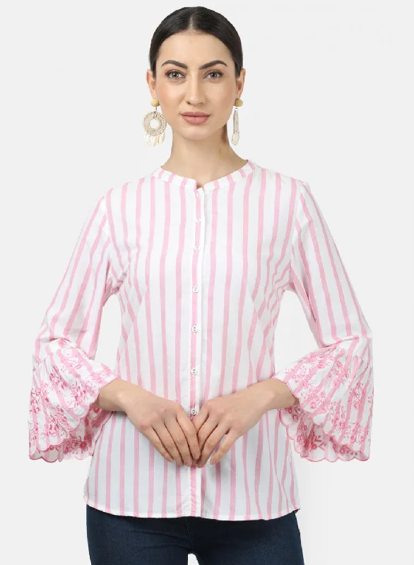 Womens Pink Stripe Tops Monochromatic All - in - one