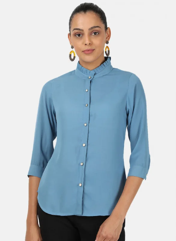 Womens Blue Plain Top Confident Women's Power