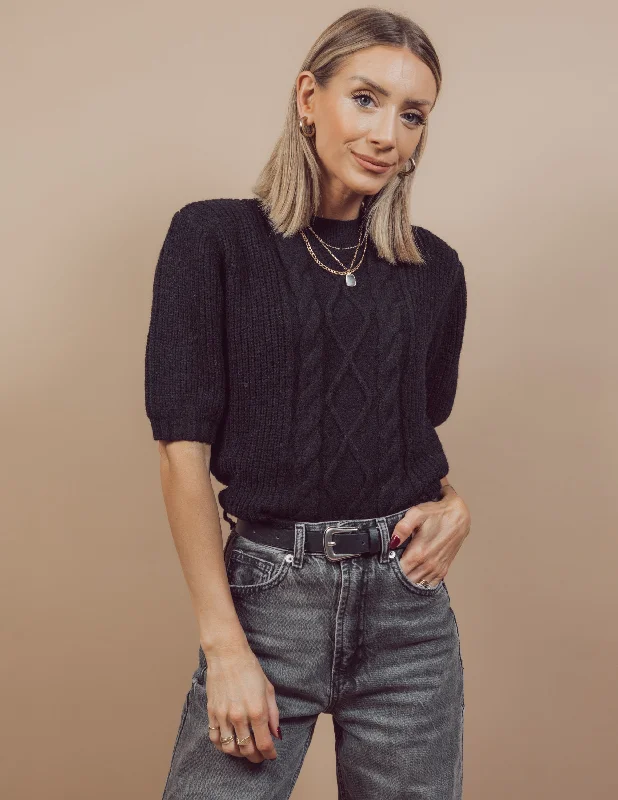 Jelena Cable Knit Short Sleeve Sweater Business