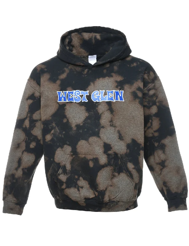 Tie-dye West Glen Grey & Navy Printed Hoodie - L Earthy Women's Hemp - based