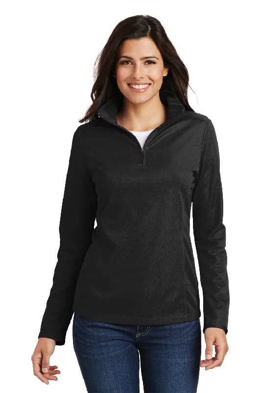 Port Authority Womens Moisture Wicking 1/4 Zip Sweatshirt - Black Dynamic Women's Moto Port Authority Womens Moisture Wicking 1/4 Zip Sweatshirt - Black Dynamic Women's Moto