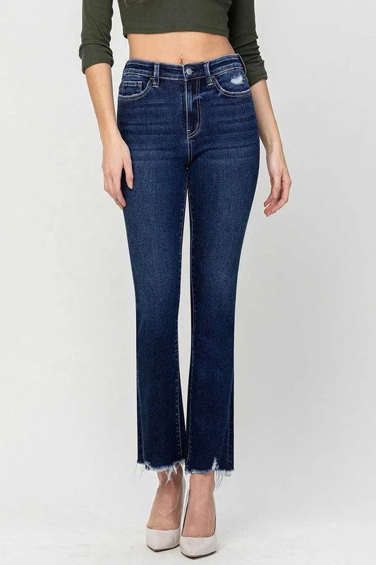 High Rise Ankle Bootcut Jeans Geometric