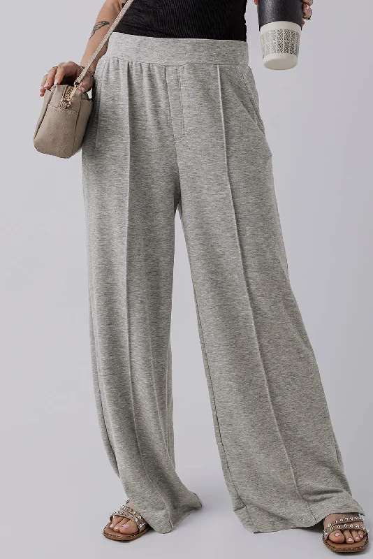 Central Seam Wide Leg High Waist Knit Pants Sporty Women's Tennis