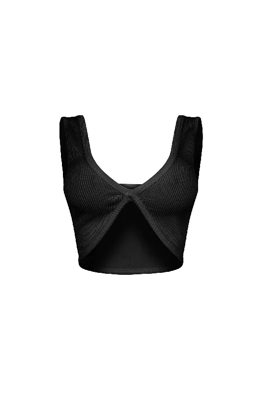 Journee Deep V Ribbed Crop Top Refined Women's Classic 