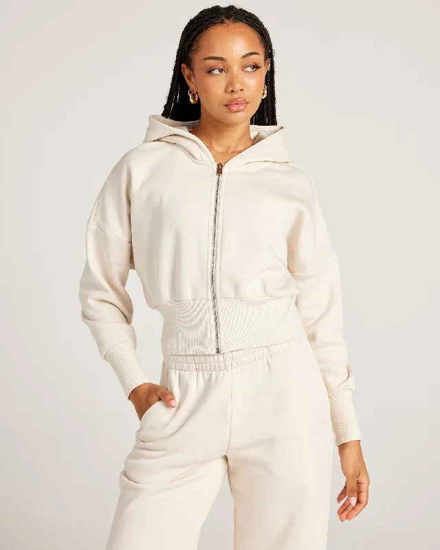 Omni Zip Through Hoodie - Bone Streetwear Style for 