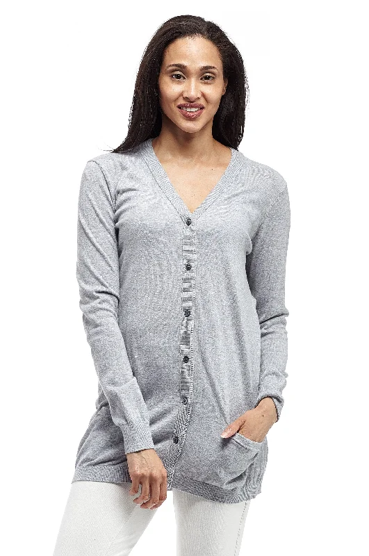 La Cera Long Sleeve Cardigan Sleek Women's Metallic
