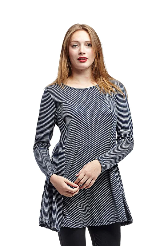 La Cera Asymmetrical Striped Tunic Top Scandinavian