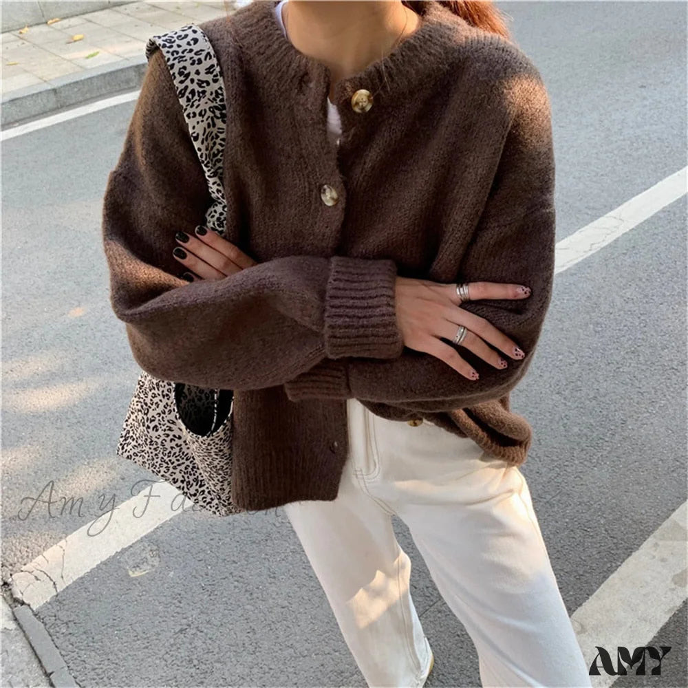 Amy Fashion - Sweaters Cardigans Warm Casual Arrival Solid Knitwear Loose Coat