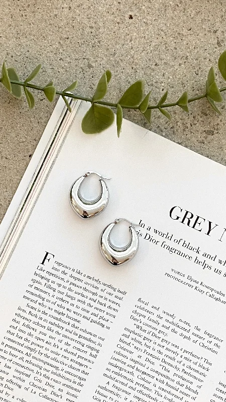 Arya Hoop Earrings - Silver Minimalist Women's Casual