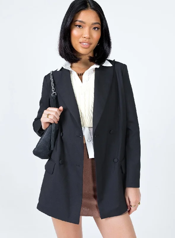 Adam Blazer Black Monochromatic Office Style