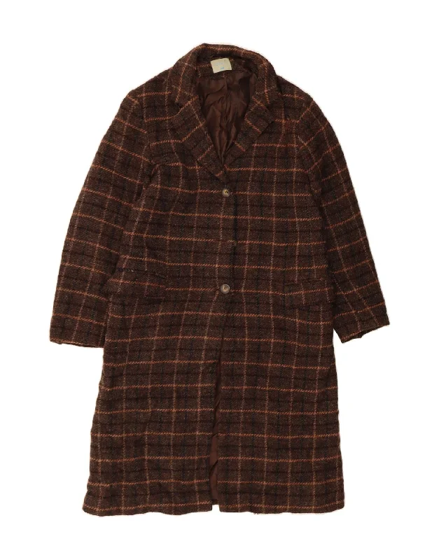 OASIS Womens Overcoat UK 14 Large Brown Check Wool Cool Women's Skate