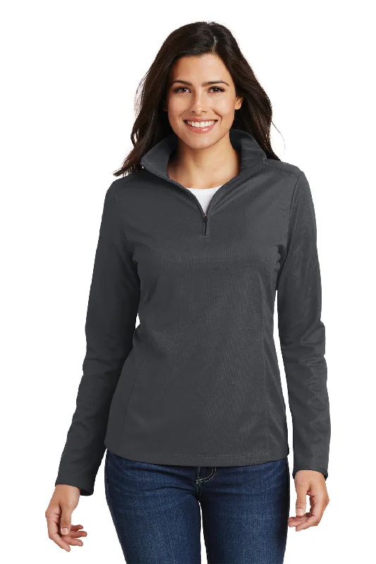 Port Authority Womens Moisture Wicking 1/4 Zip Sweatshirt - Battleship Grey Relaxed Women's Port Authority Womens Moisture Wicking 1/4 Zip Sweatshirt - Battleship Grey Relaxed Women's