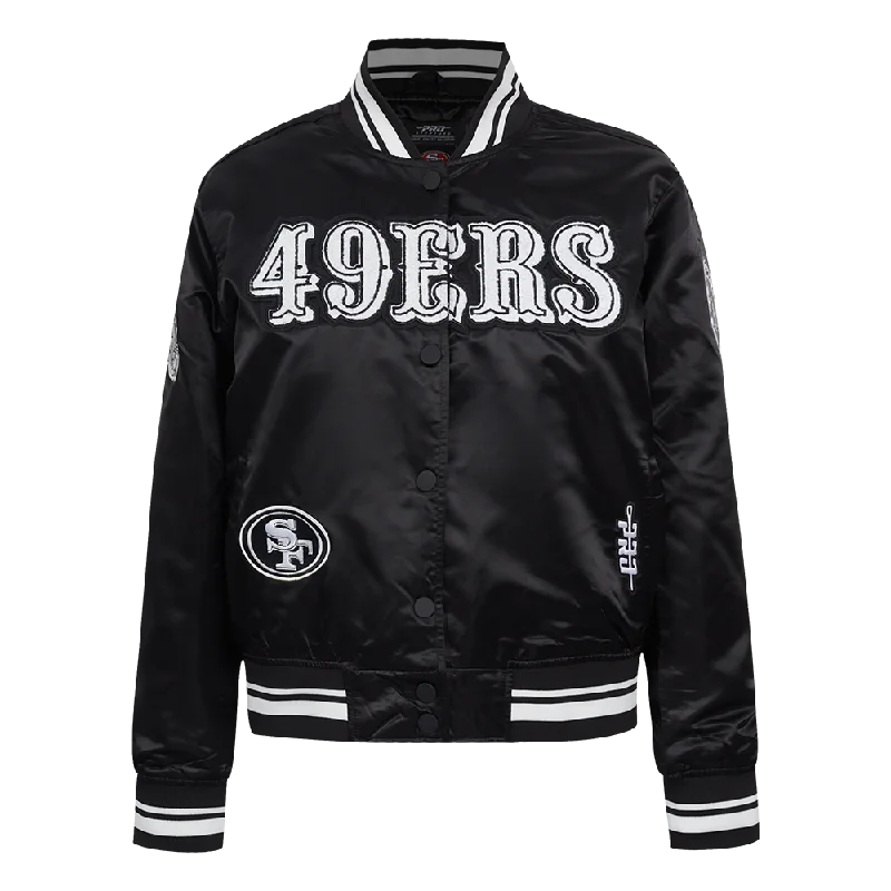 NFL SAN FRANCISCO 49ERS PEARLS WOMEN'S RIB SATIN JACKET (BLACK) purpose