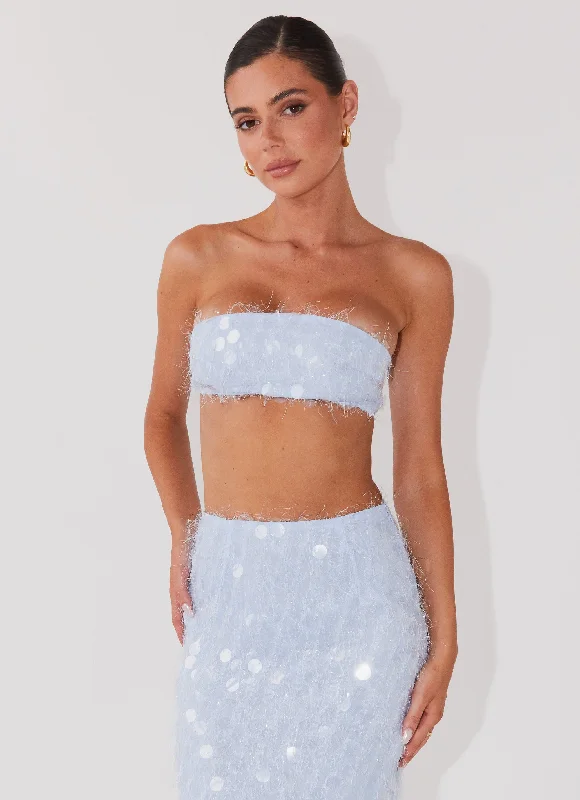 Kyleigh Textured Sequin Bandeau Top - Lavender Mist Disco