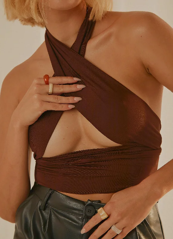Essie Multi Halter Top - Choc Brown Monochromatic All - in - one