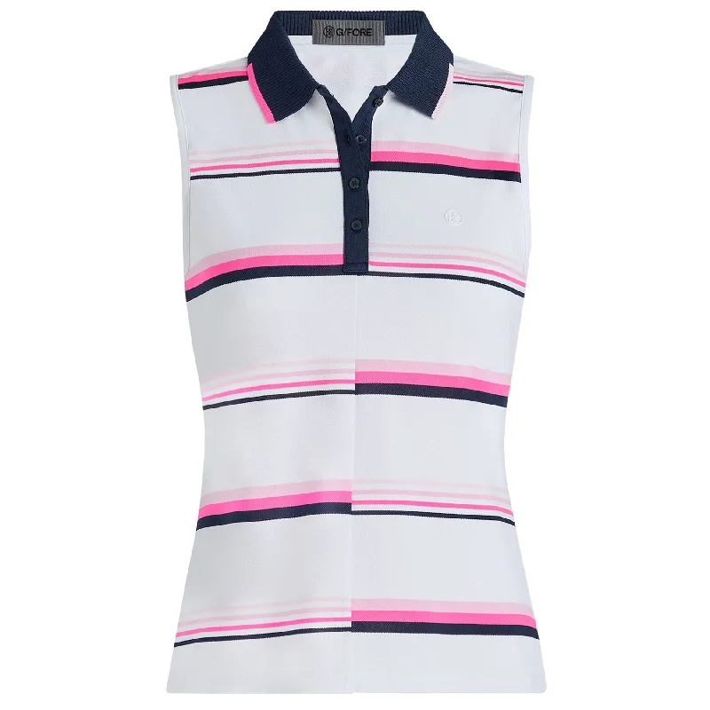 Womens SL Engineered Stripe Polo Snow - SS25 French