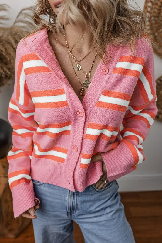 KaleaBoutique Drop Shoulder Buttons Cardigan Sweater Elegant Women's 