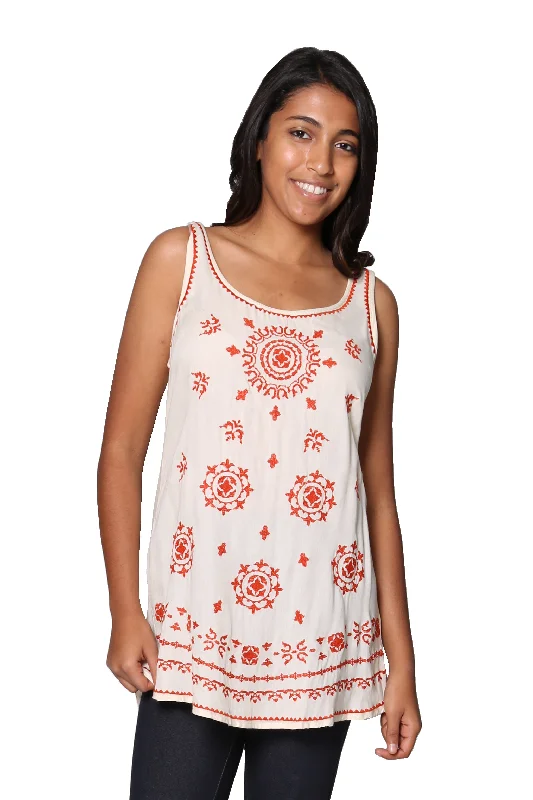 Embroidered Rayon Tank Vintage Women's 1970S 