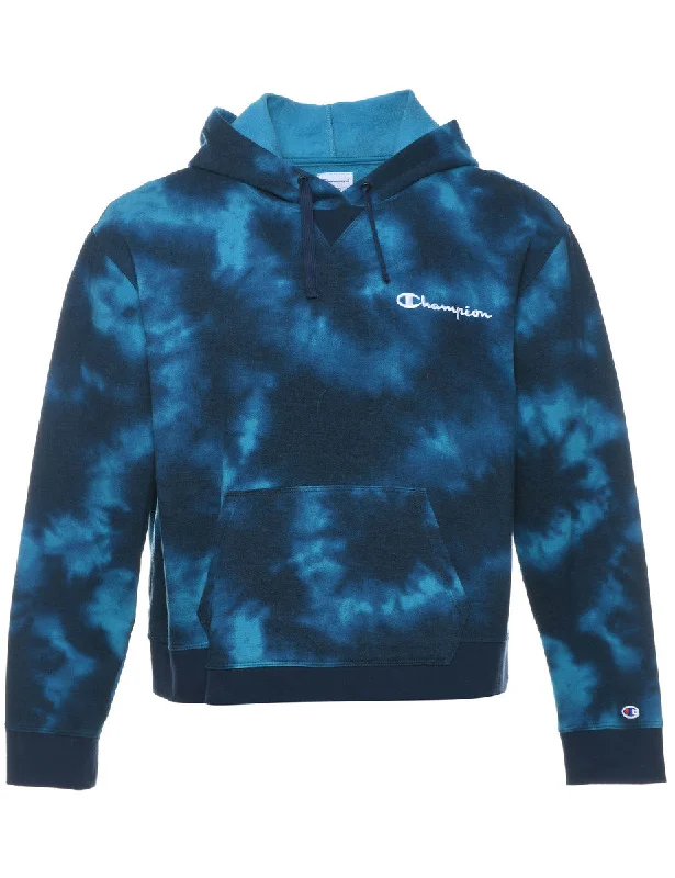 Blue Tie-Dye Champion Hoodie - XL Athletic Women's High - 