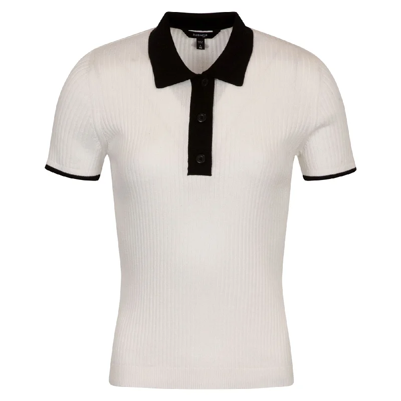 Womens Stella Recycled Rib Knit Polo Snow White - SS25 Laid - back Women's Vibe