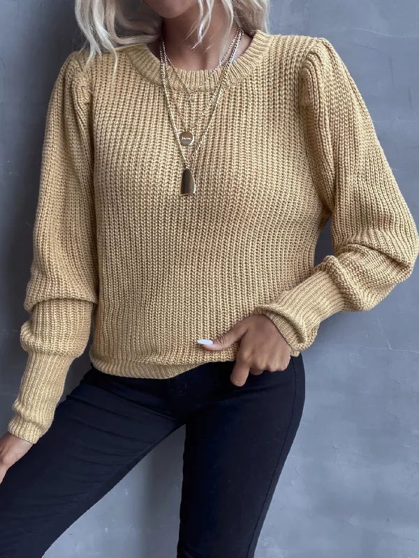 Casual Plain Long Sleeve Round Neck Regular Women Sweater