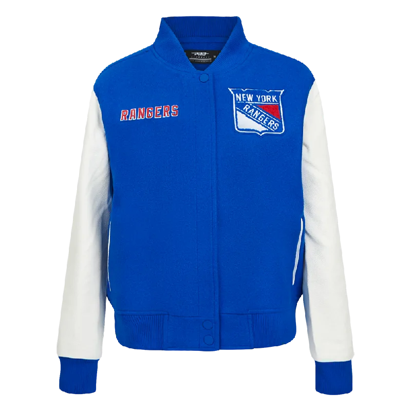 NHL NEW YORK RANGERS CLASSIC WOMEN'S VARSITY JACKET (ROYAL BLUE/WHITE) Scandinavian