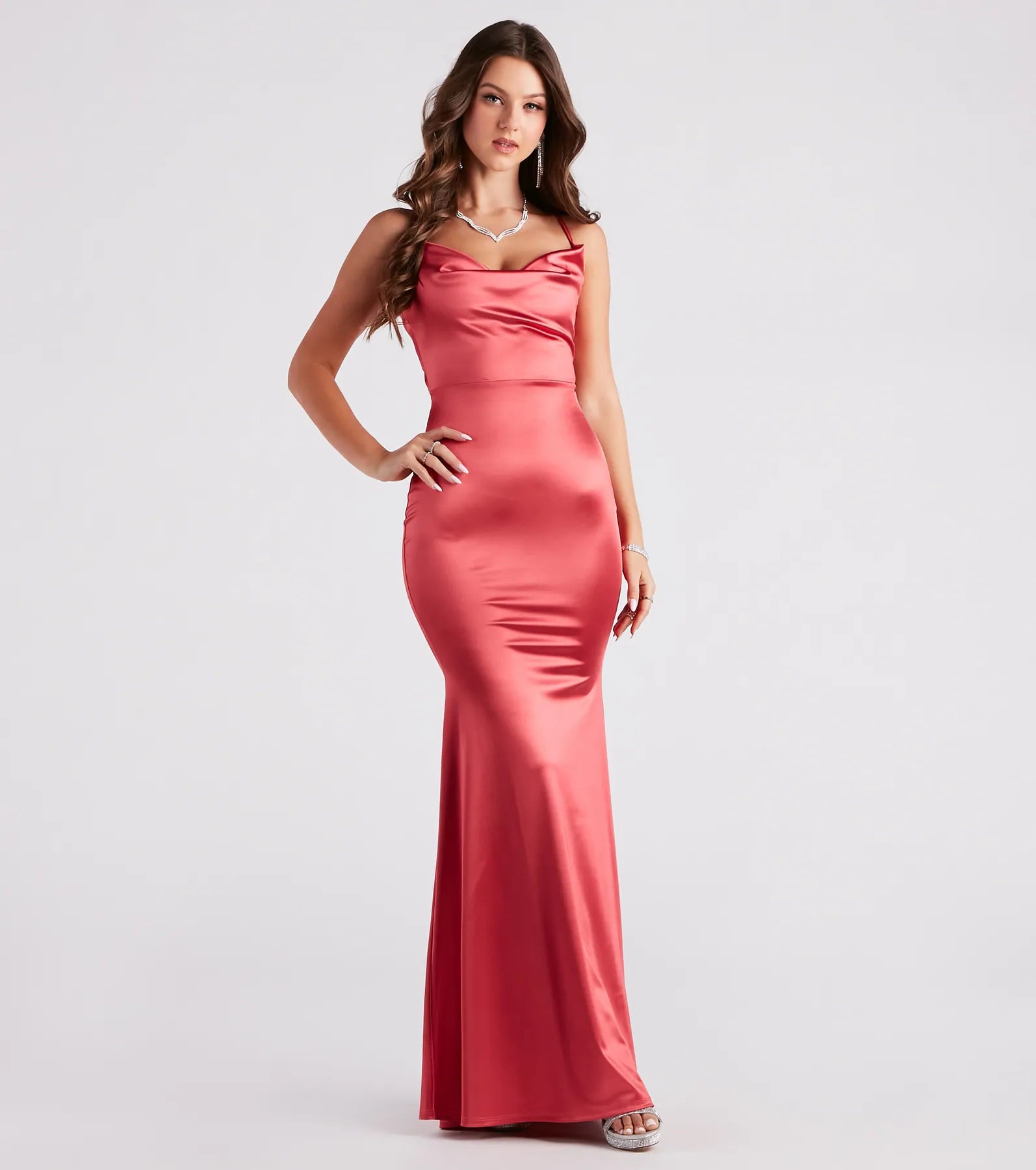 Jennifer Stretch Satin Ruched Formal Dress Refined Women's Hand - crafted