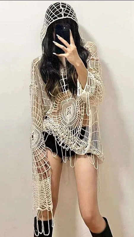 Spider Web Goth Style Sweater