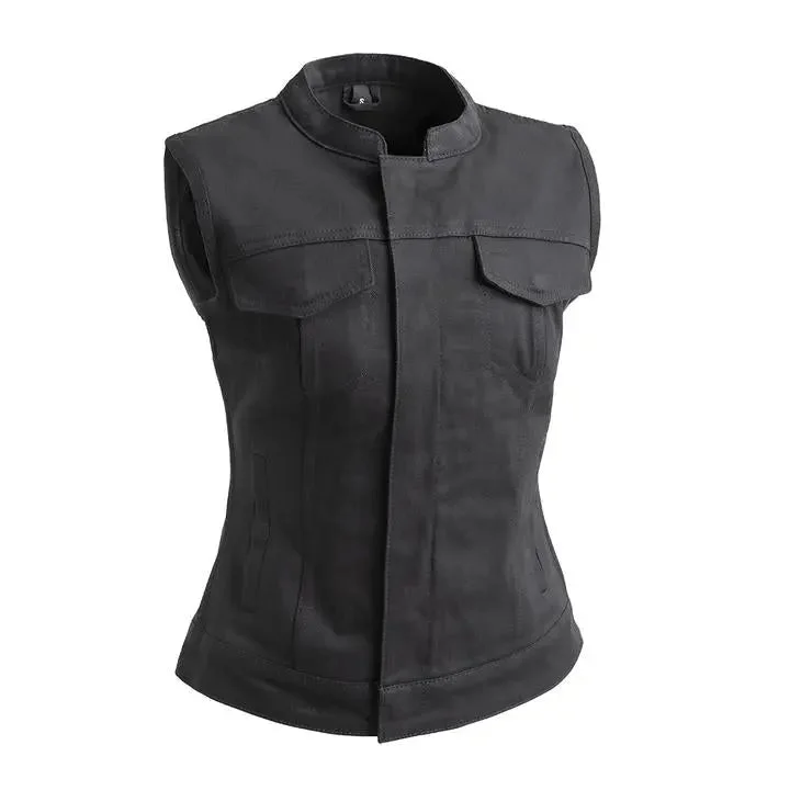 First MFG Co. Women's Lexy Motorcycle Twill Vest Tough Women's Military - inspired
