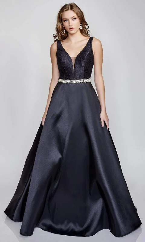 Nina Canacci - 2307 Sleeveless Beaded Waist Gown Modern Women's 