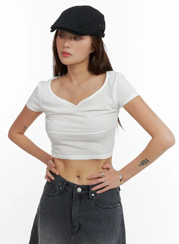 V-Neck Crop Top CL405 Luxurious Women's High -  end