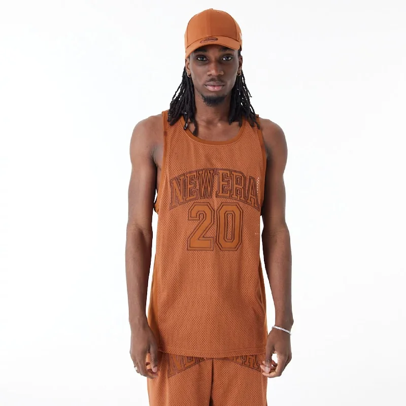 New Era Arch Logo Brown Mesh Tank Top Hip Women's Urban