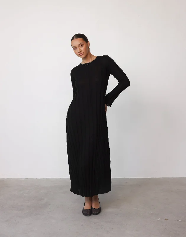 Jemima Long Sleeve Maxi Dress (Black) Women