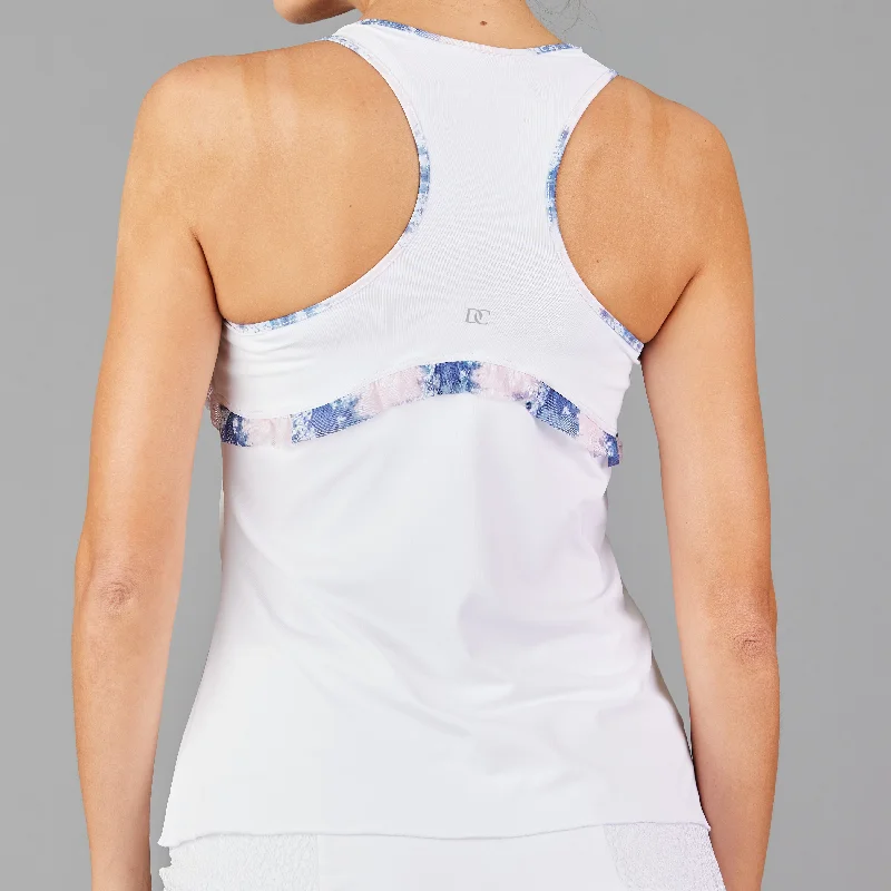 NY Square Ruffle Racerback Top (white)