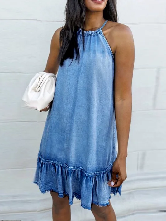 TastyHottie - Open-back denim hanging neck dress women's dress Bold Women's Statement